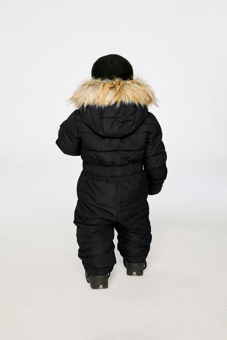 Baby Original One Piece Puffy Snowsuit With Removable Mittens And Boots Black-3