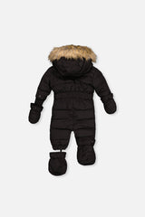 Baby Original One Piece Puffy Snowsuit With Removable Mittens And Boots Black-4