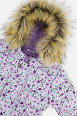 Deux par Deux purple mini flower baby puffy snowsuit, product photo 5