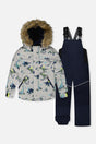 Two Piece Discover Snowsuit Grey Skiing Dinosaur Print-0