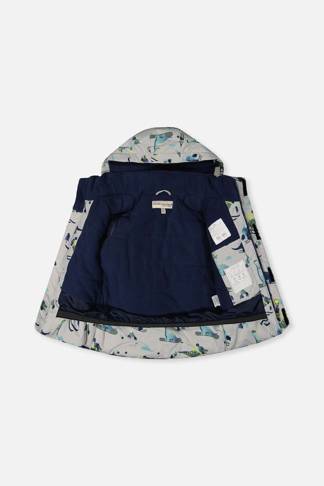 Two Piece Discover Snowsuit Grey Skiing Dinosaur Print-3