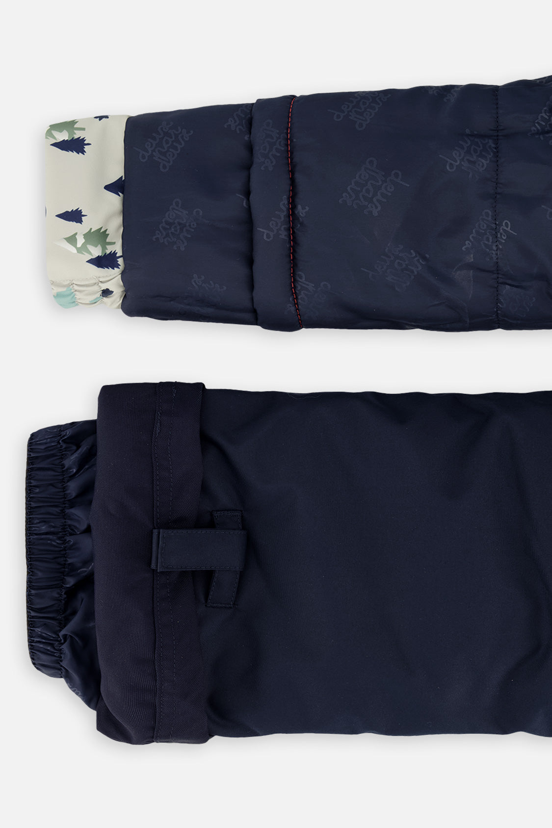 Deux par Deux boys DISCOVER two-piece snowsuit, grey skiing dinosaur print, product view 9