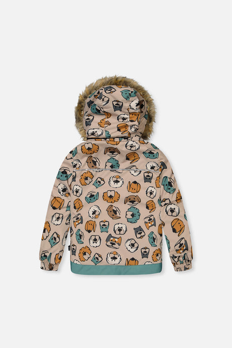Deux par Deux boys' DISCOVER two-piece snowsuit, beige with dog print, additional product view