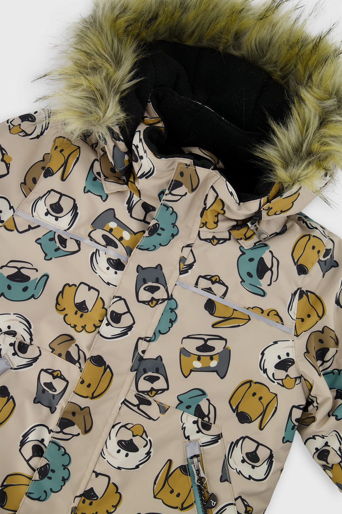 Deux par Deux boys' DISCOVER two-piece snowsuit, beige with dog print, additional product view