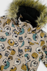 Deux par Deux boys' DISCOVER two-piece snowsuit, beige with dog print, additional product view