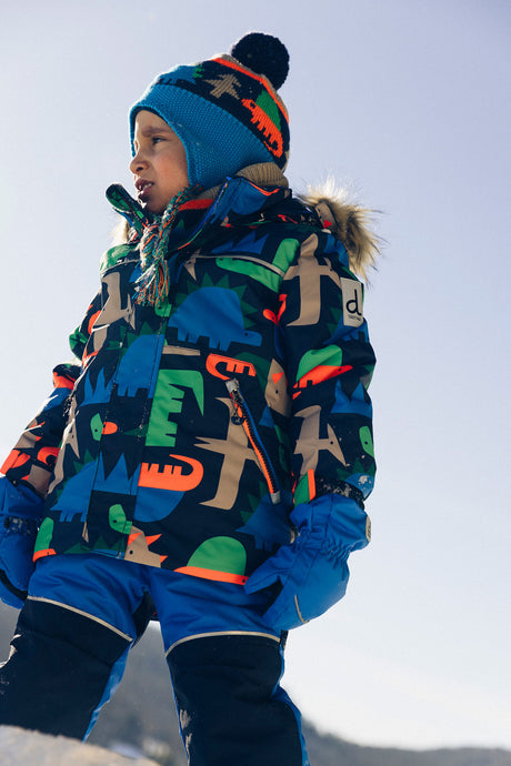Two Piece Discover Snowsuit Blue Dinosaur Print-1