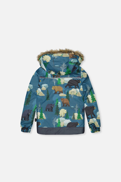 Deux par Deux boys' DISCOVER two-piece snowsuit in Blue Bear Print, additional product view