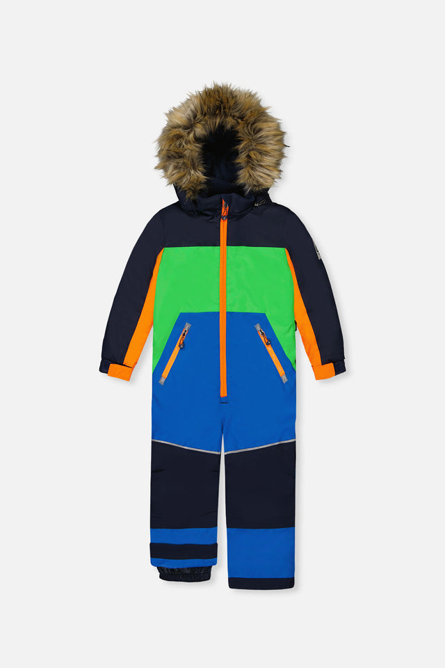 Kids One Piece Discover Snowsuit Blue Green And Orange-0