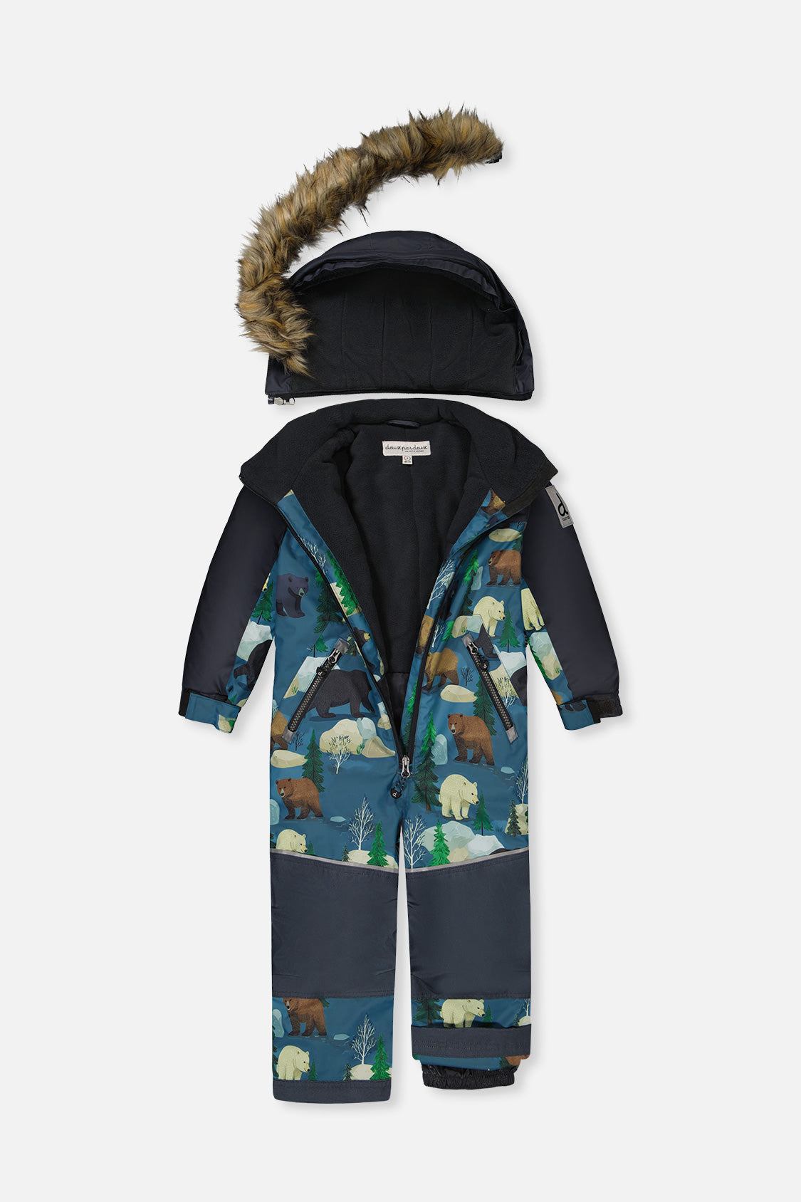 Deux par Deux blue bear print DISCOVER one-piece snowsuit, product photo 3