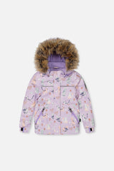 Two Piece Discover Snowsuit Purple Printed Cats-1