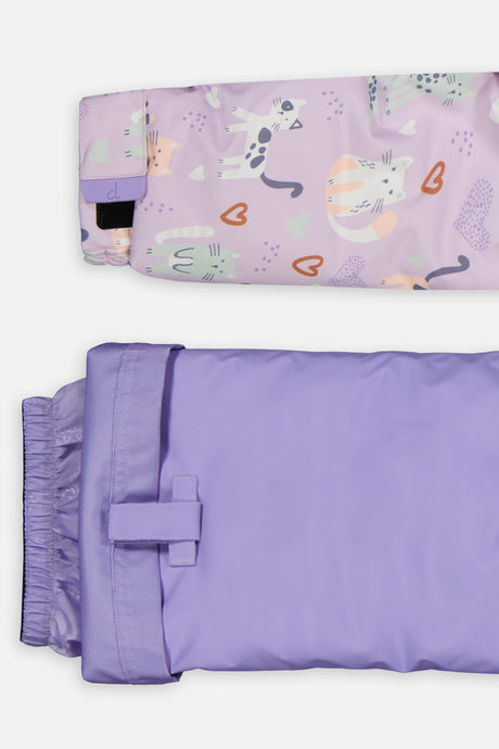 Deux par Deux DISCOVER purple cat print snowsuit, alternate view 9