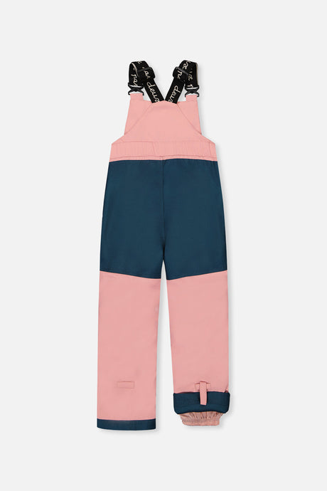 Deux par Deux girls' DISCOVER two-piece snowsuit, blue and pink unicorn print, another studio view