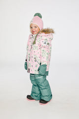 Two Piece Discover Snowsuit White With Retro Pink Print-2