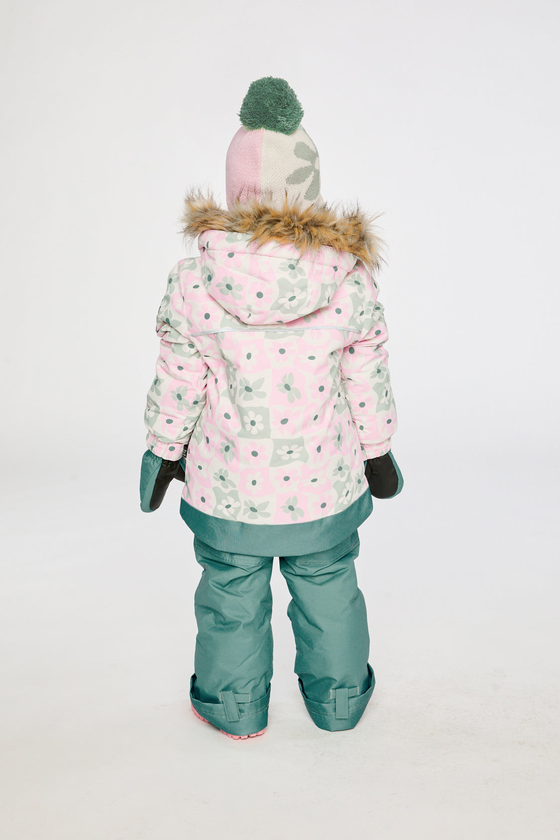 Two Piece Discover Snowsuit White With Retro Pink Print-3