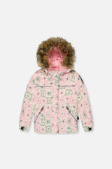 Two Piece Discover Snowsuit White With Retro Pink Print-4