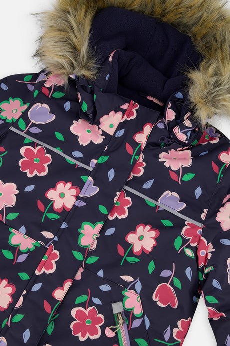 Deux par Deux DISCOVER blue floral snowsuit, alternate view 7