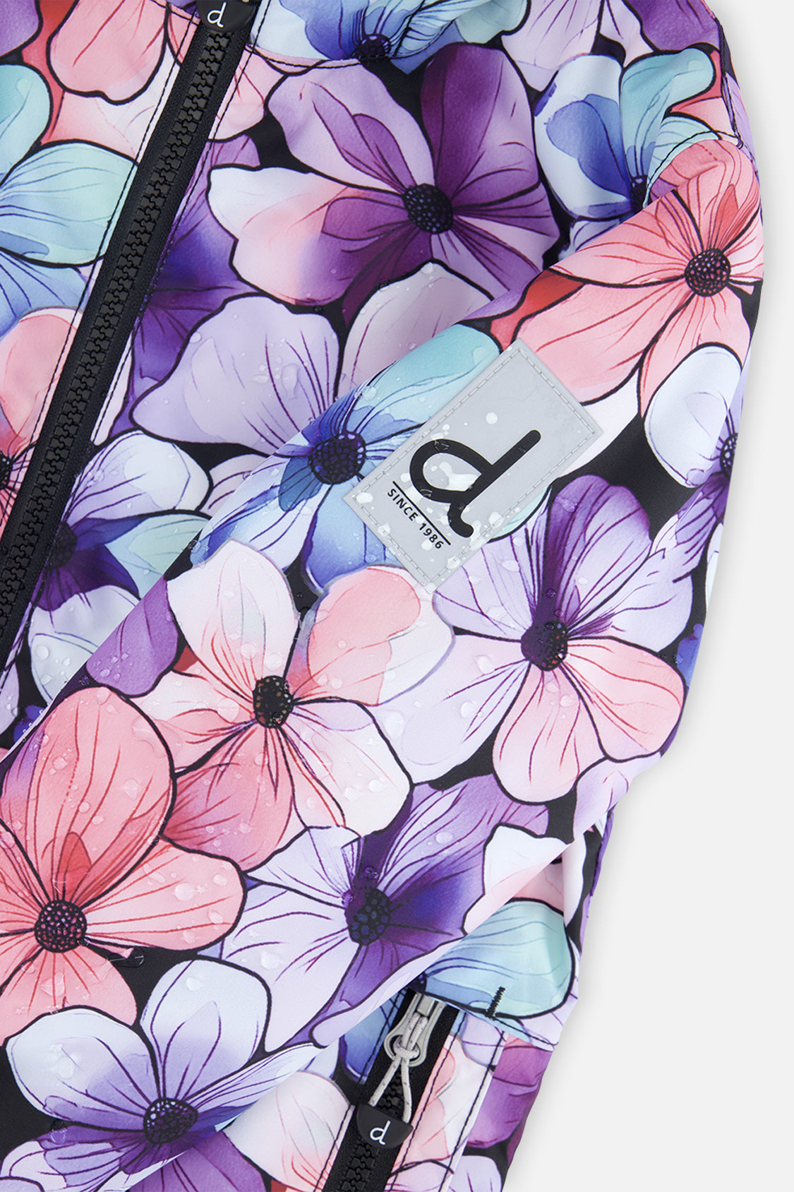 Deux par Deux purple floral CHILL lightweight two-piece snowsuit, product photo 8