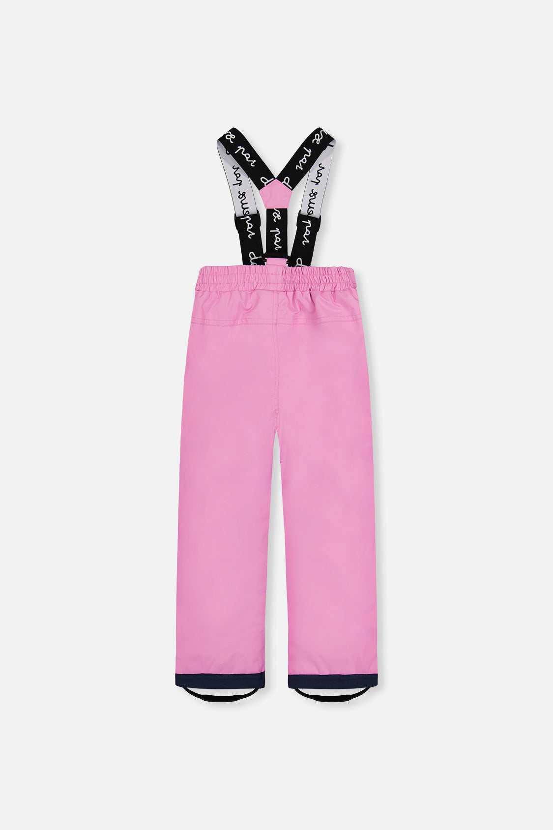Deux par Deux pink CHILL snow pants with suspenders, back view