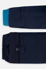 Deux par Deux boys PLAY two-piece snowsuit, light and dark blue jacket with navy pants, product view 10