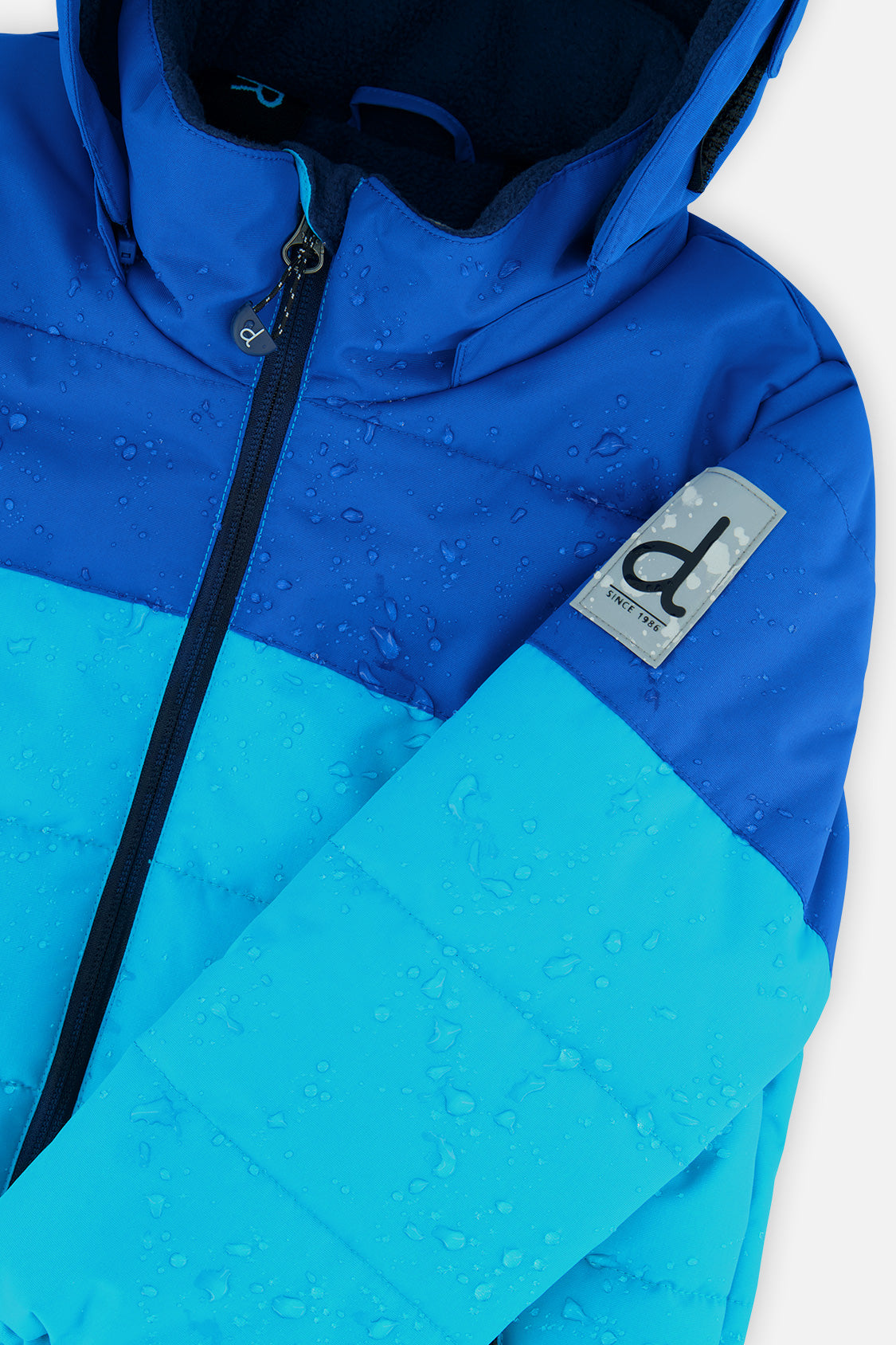 Deux par Deux boys PLAY two-piece snowsuit, light and dark blue jacket with navy pants, product view 8