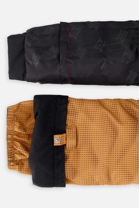Deux par Deux boys PLAY two-piece snowsuit, brown and black jacket with brown pants, product view 10