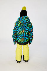 Two Piece Play Snowsuit Green Yellow And Blue Checkerboard With Yellow Pants-3