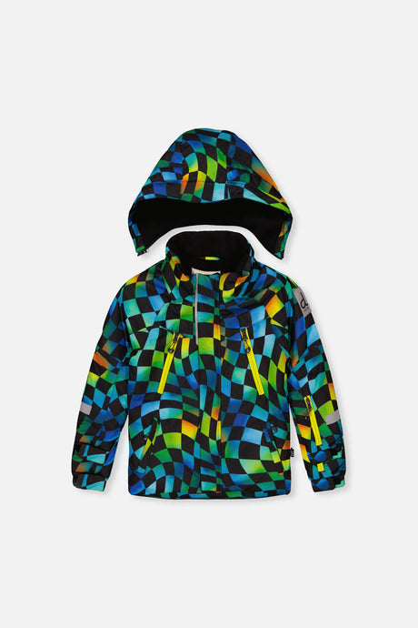 Two Piece Play Snowsuit Green Yellow And Blue Checkerboard With Yellow Pants-4