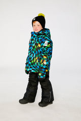 Two Piece Play Snowsuit Green Yellow And Blue Checkerboard With Black Pants-2