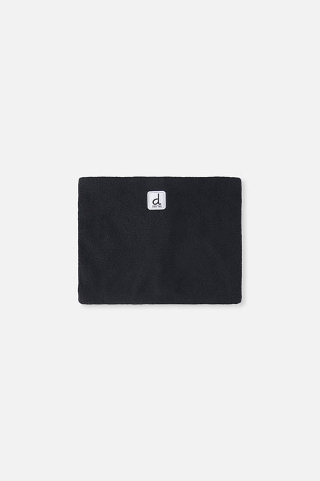 Black polar fleece neckwarmer included with the Deux par Deux PLAY snowsuit