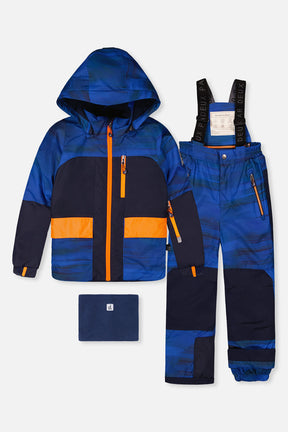Two Piece Play Snowsuit Navy Blue And Orange With Blue Pants-0