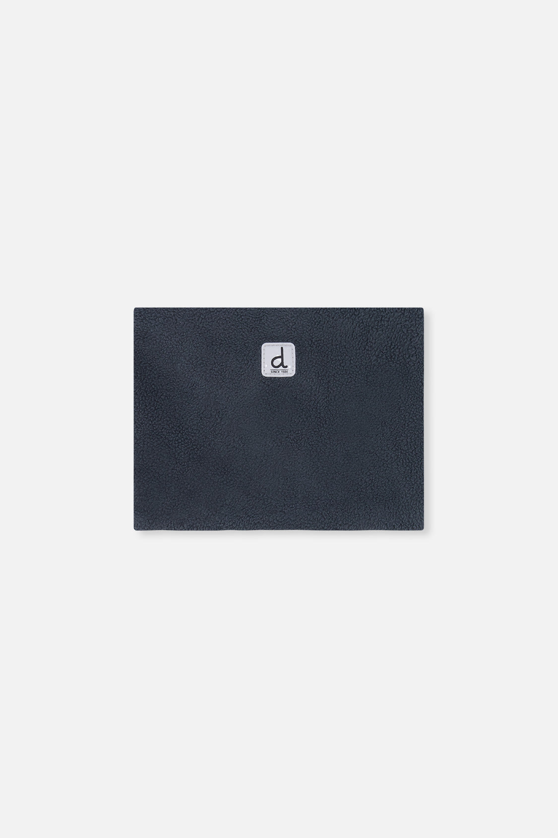 Polar fleece neckwarmer included with the green and navy Deux par Deux PLAY snowsuit