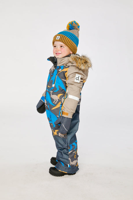 Deux par Deux grey and blue dinosaur one-piece PLAY snowsuit, lookbook photo 3