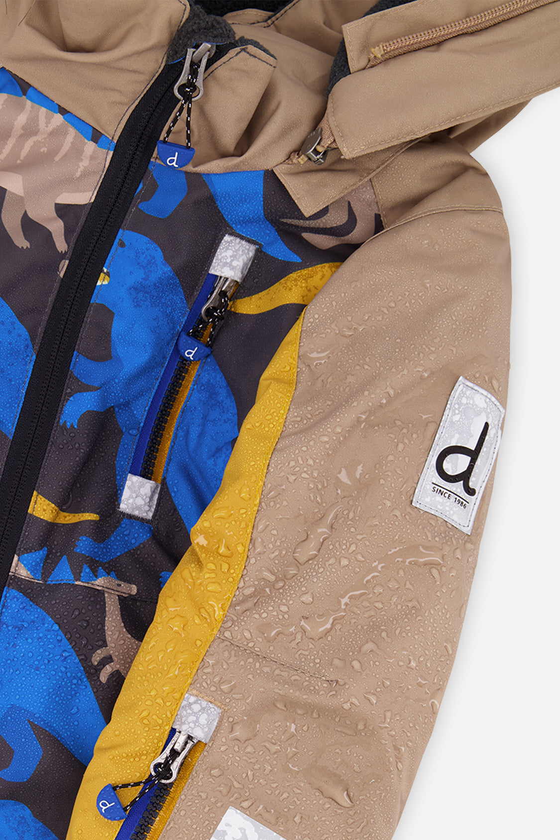 Deux par Deux grey and blue dinosaur one-piece PLAY snowsuit, product photo 4