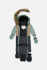 Deux par Deux baby boys' one-piece car-seat snowsuit in cool dark grey, alternate view