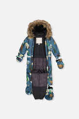 Deux par Deux baby boys' one-piece car-seat snowsuit, blue bear print, alternate view