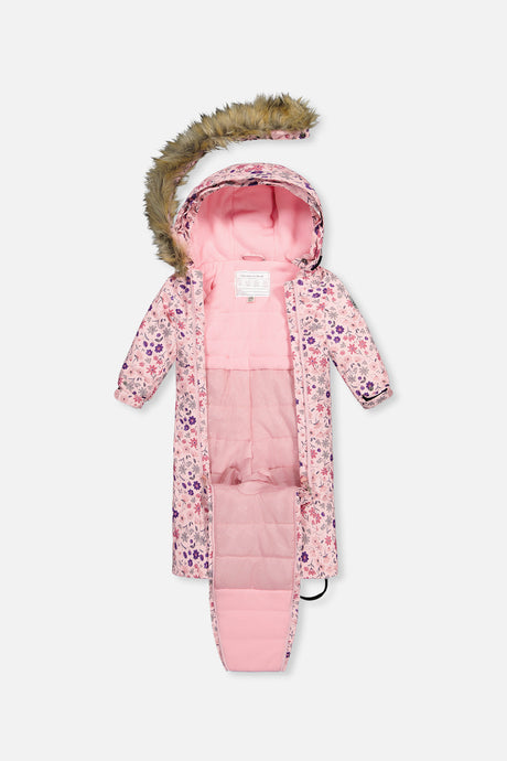 Deux par Deux pink mini flower baby car-seat snowsuit, product photo 3