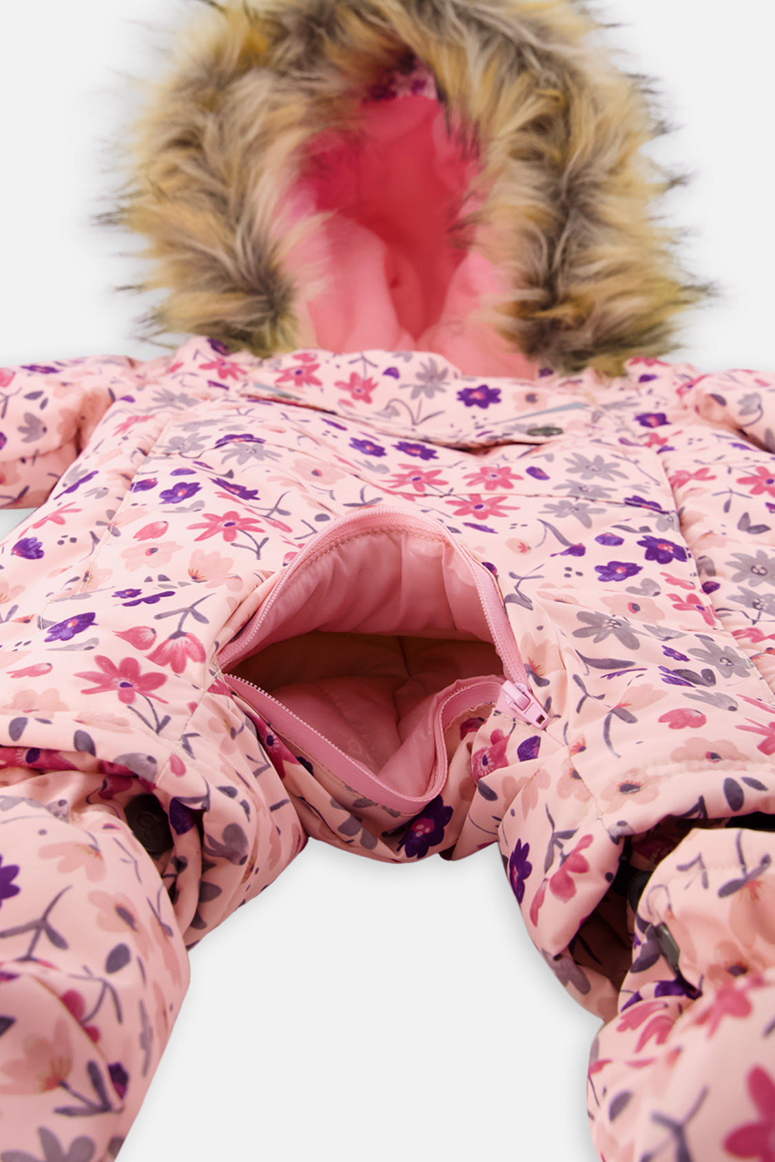 Deux par Deux pink mini flower baby car-seat snowsuit, product photo 5