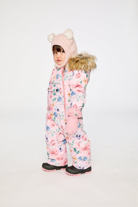Baby One Piece Snowsuit Adapted For Car Seats Pink Floral Print-4