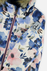 Deux par Deux girls PLAY two-piece snowsuit, watercolor flower print, product view 8