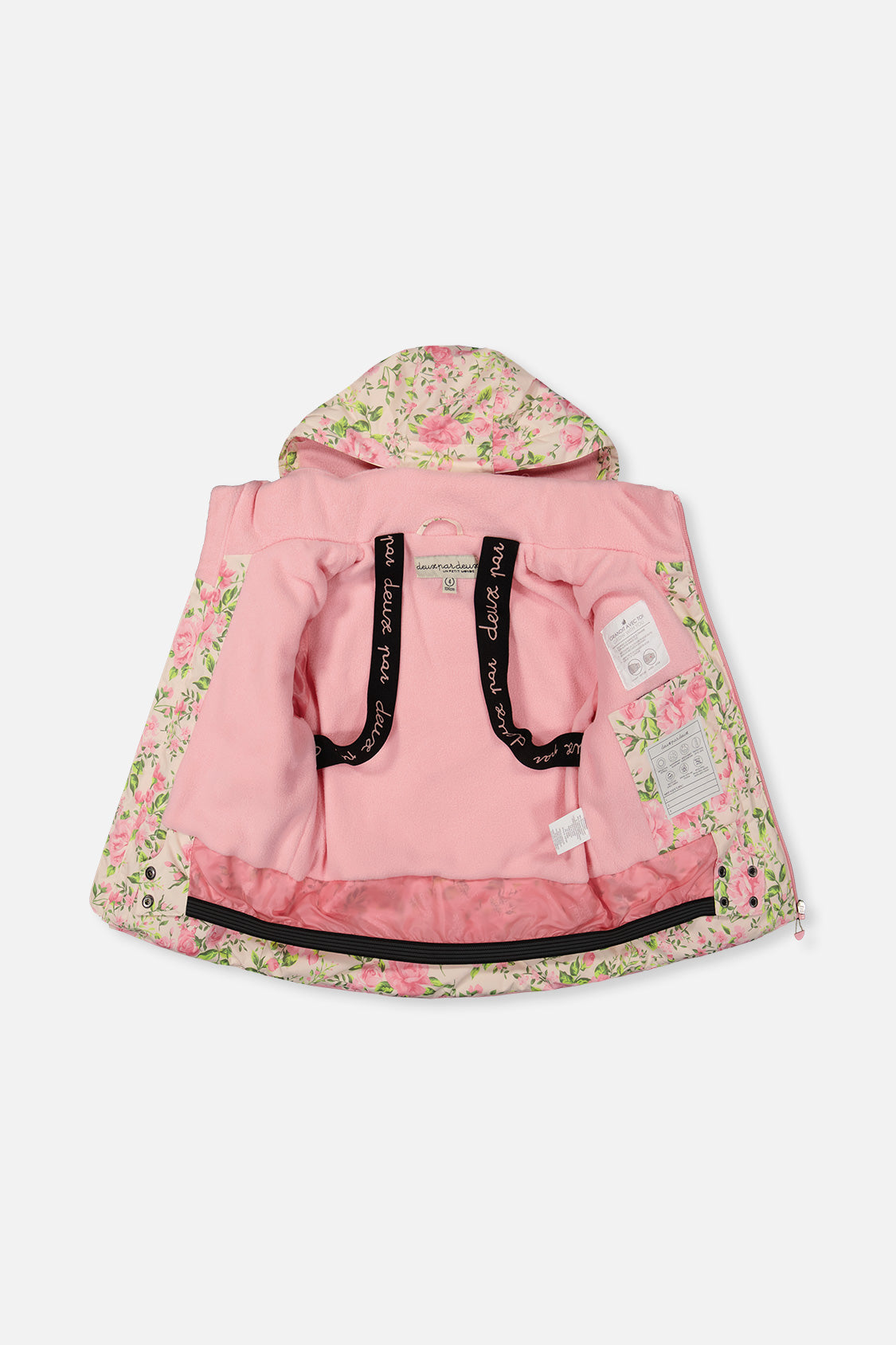 Two Piece Play Snowsuit Pink Minit Flower Print With Pink Pants-3