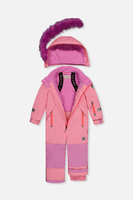 Deux par Deux girls' PLAY one-piece snowsuit in pink – alternate view