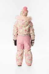 Kids One Piece Play Snowsuit Beige Vintage Rose Print-3