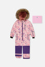 Kids One Piece Play Snowsuit Pink Mini Flower Print-0