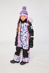 Kids One Piece Play Snowsuit Purple Floral Print-4