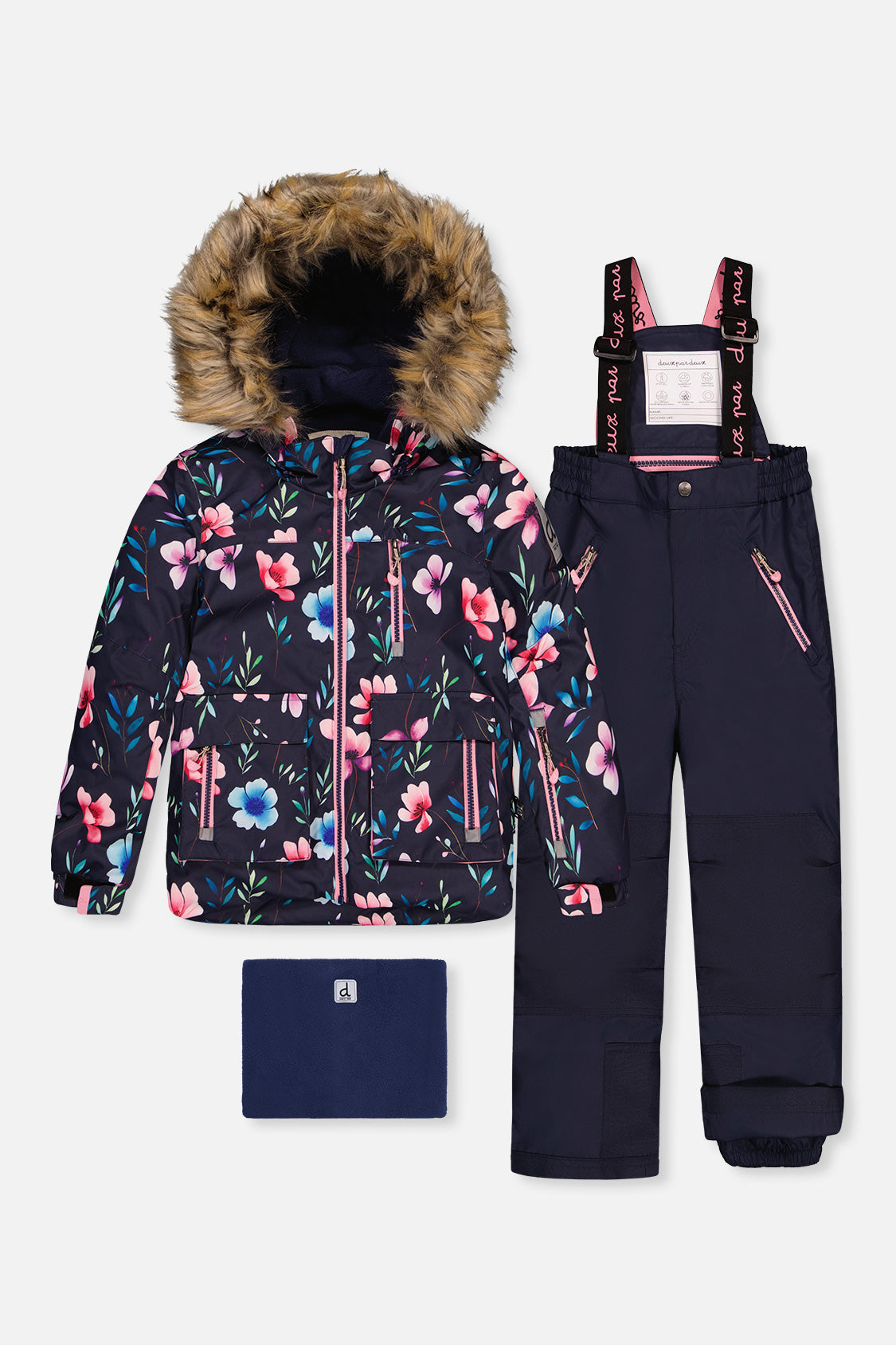 Two Piece Play Snowsuit Blue Floral Print-0