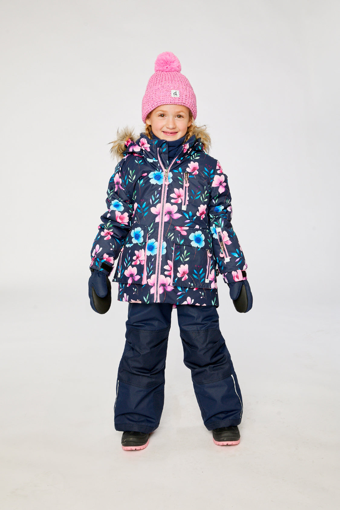 Two Piece Play Snowsuit Blue Floral Print-1