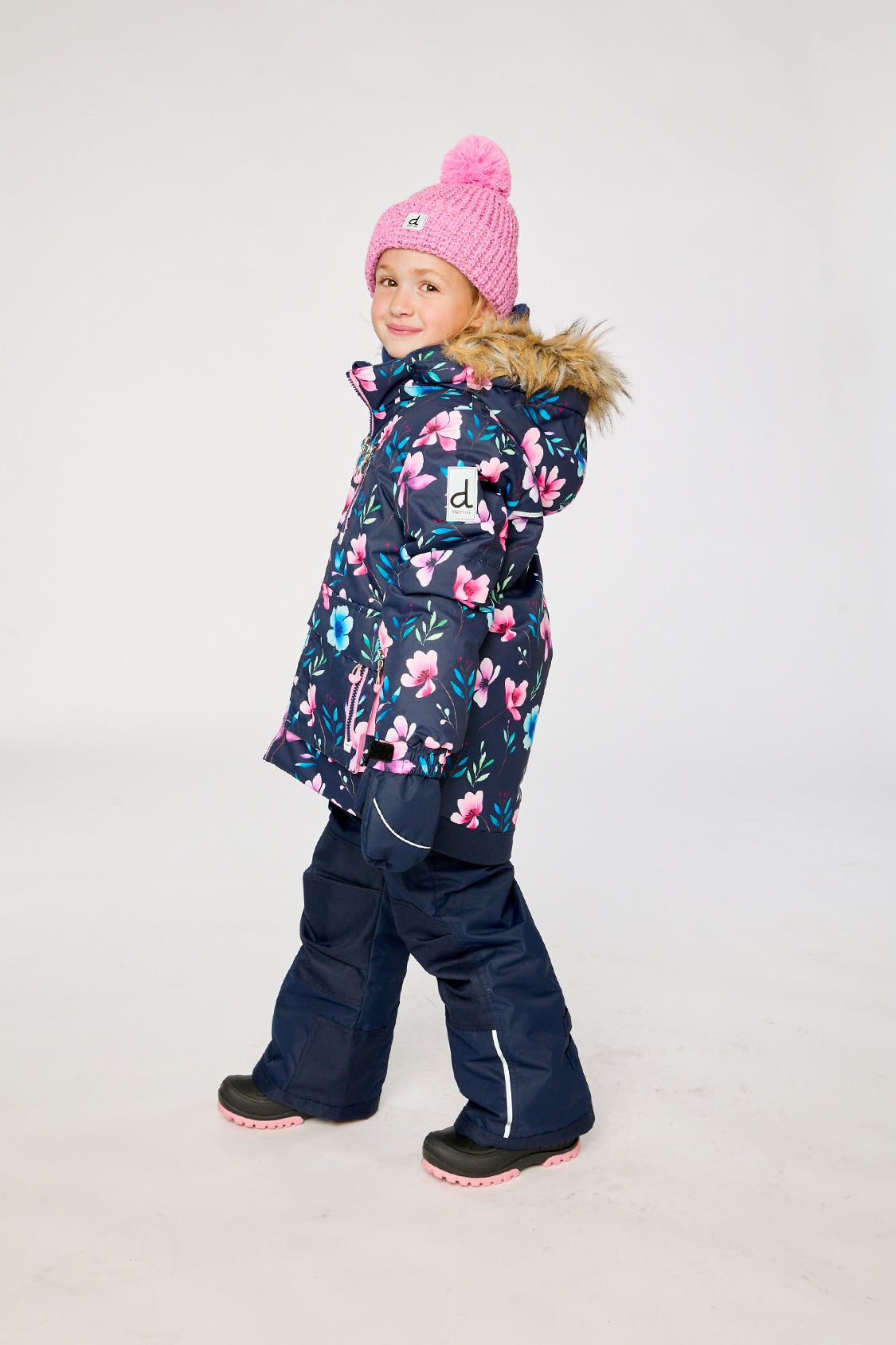 Two Piece Play Snowsuit Blue Floral Print-2