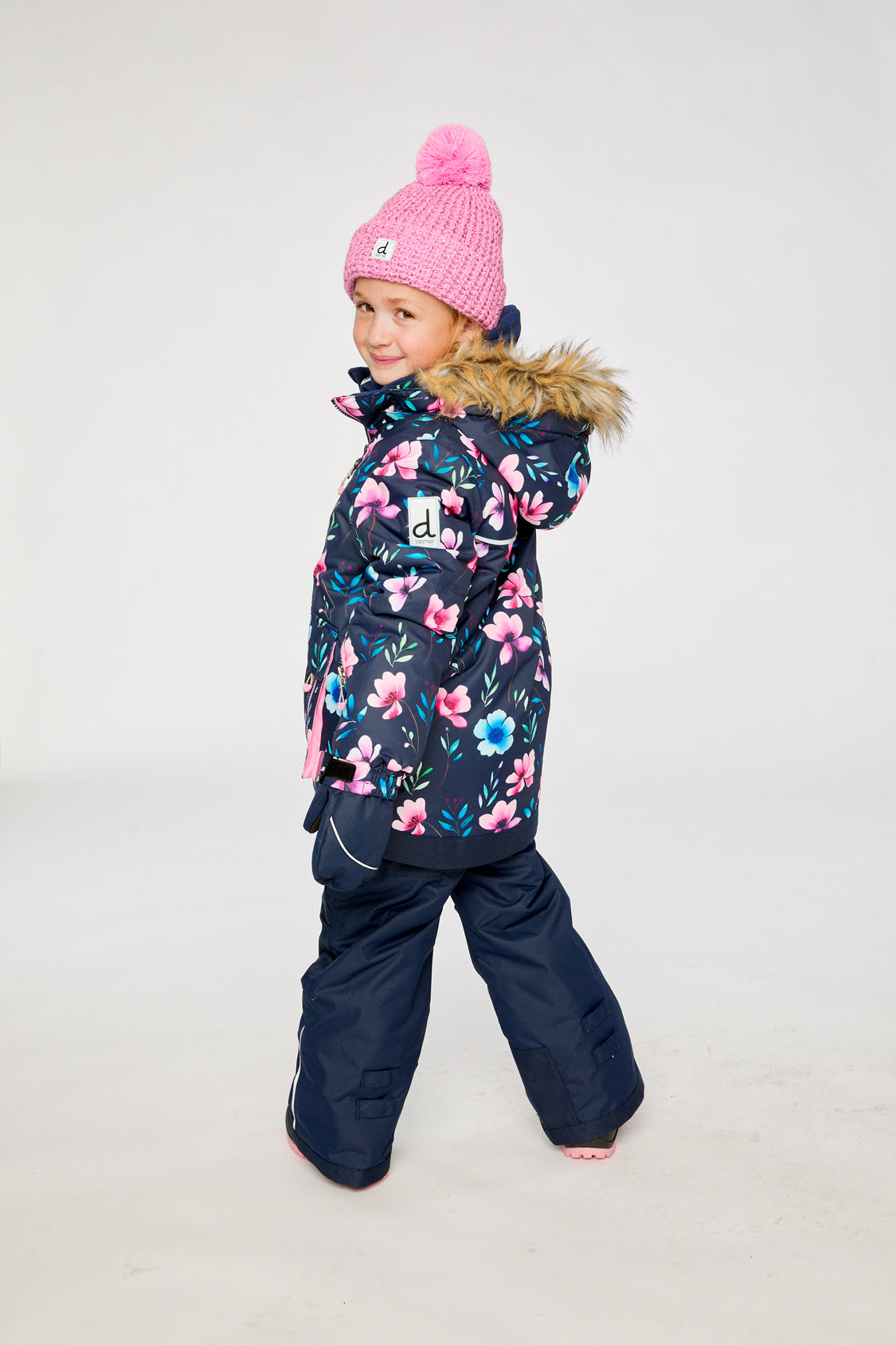 Two Piece Play Snowsuit Blue Floral Print-3