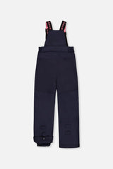 Back view of the navy snow bib pants