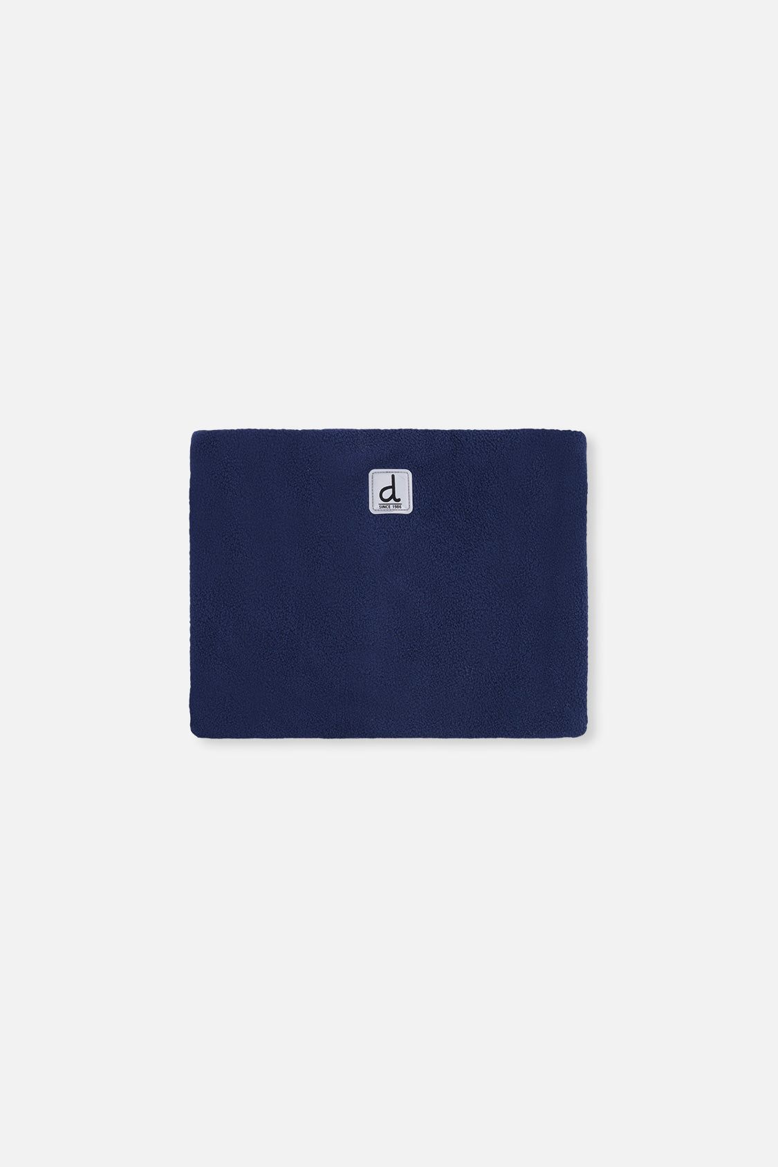 Navy fleece neckwarmer included with the blue floral snowsuit